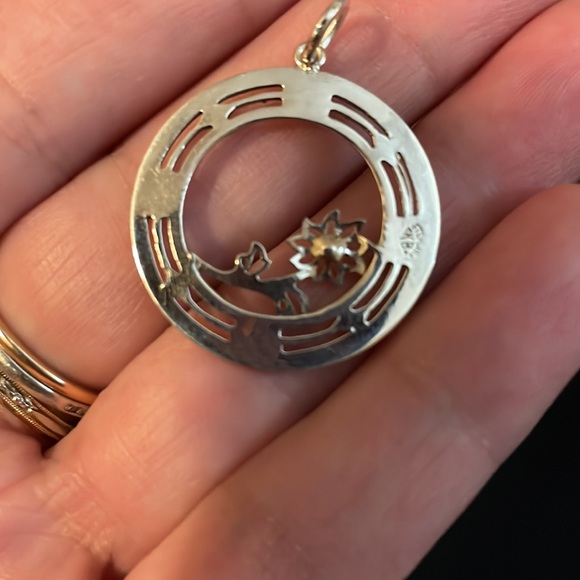 Sterling silver Art Deco daisy pendant - Picture 4 of 5